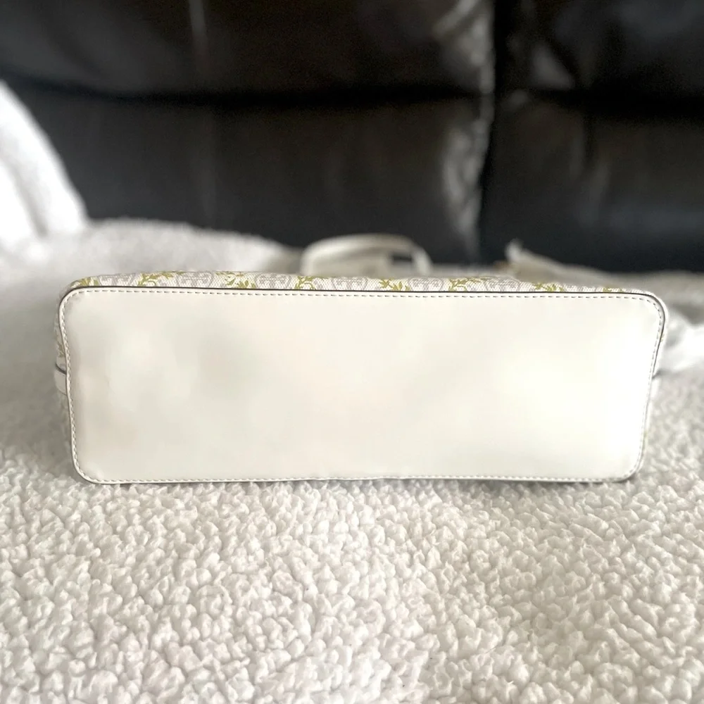 Tory Burch Women's T Monogram Canvas Floral Vine Small Tote - Picture 8 of 11